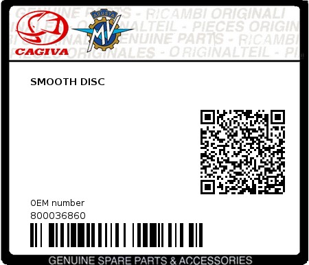 Product image: Cagiva - 800036860 - SMOOTH DISC 