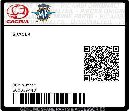 Product image: Cagiva - 800039448 - SPACER 