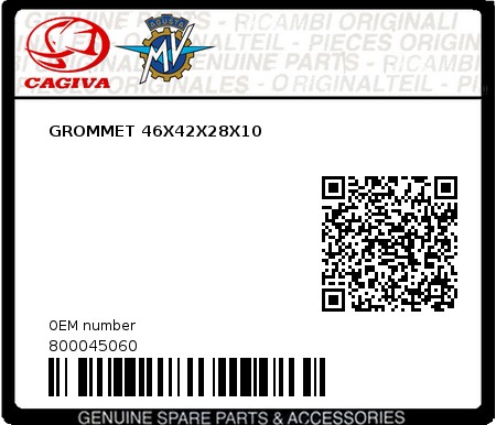 Product image: Cagiva - 800045060 - GROMMET 46X42X28X10  0