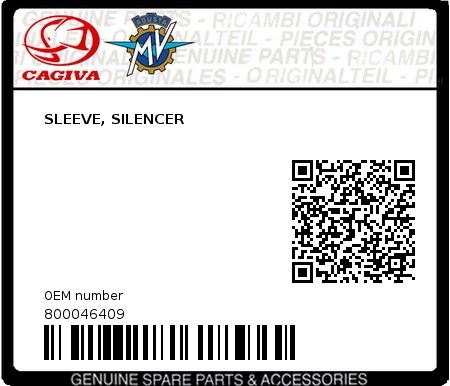 Product image: Cagiva - 800046409 - SLEEVE, SILENCER 