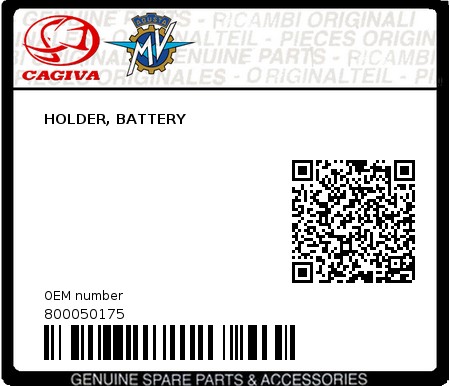 Product image: Cagiva - 800050175 - HOLDER, BATTERY 