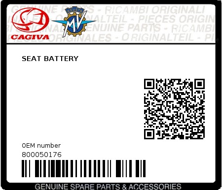 Product image: Cagiva - 800050176 - SEAT BATTERY 