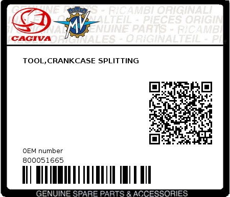 Product image: Cagiva - 800051665 - TOOL,CRANKCASE SPLITTING 