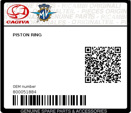 Product image: Cagiva - 800051884 - PISTON RING 