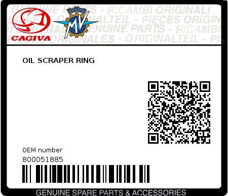 Product image: Cagiva - 800051885 - OIL SCRAPER RING 