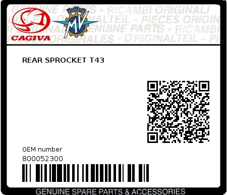 Product image: Cagiva - 800052300 - REAR SPROCKET T43 