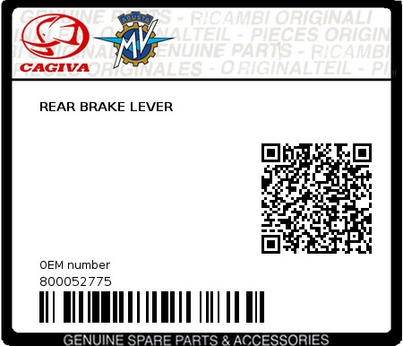 Product image: Cagiva - 800052775 - REAR BRAKE LEVER  0