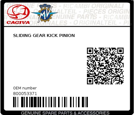 Product image: Cagiva - 800053371 - SLIDING GEAR KICK PINION  0