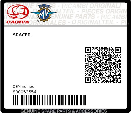 Product image: Cagiva - 800053554 - SPACER 