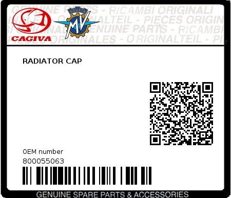 Product image: Cagiva - 800055063 - RADIATOR CAP 