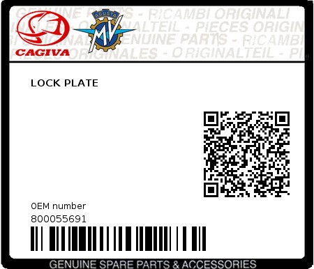 Product image: Cagiva - 800055691 - LOCK PLATE 