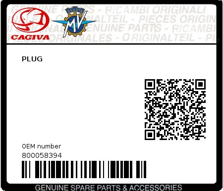 Product image: Cagiva - 800058394 - PLUG  0