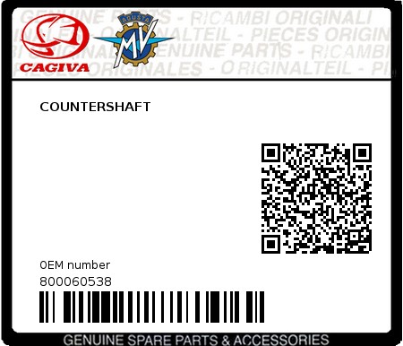 Product image: Cagiva - 800060538 - COUNTERSHAFT  0