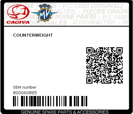 Product image: Cagiva - 800060865 - COUNTERWEIGHT 