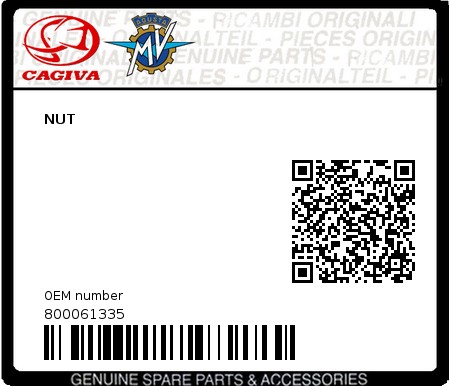 Product image: Cagiva - 800061335 - NUT  0