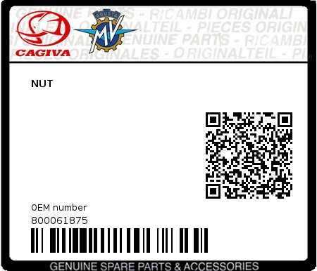 Product image: Cagiva - 800061875 - NUT  0