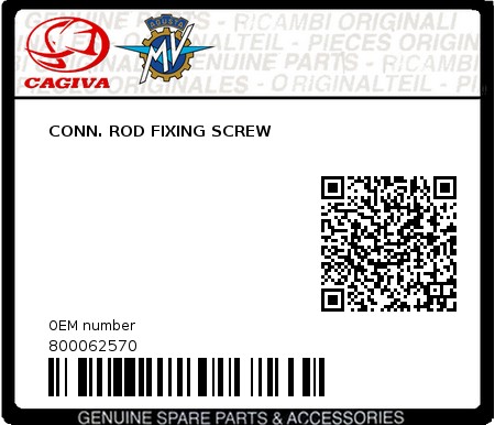 Product image: Cagiva - 800062570 - CONN. ROD FIXING SCREW 