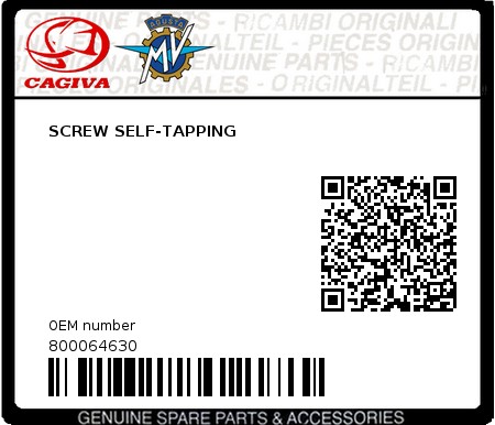 Product image: Cagiva - 800064630 - SCREW SELF-TAPPING  0