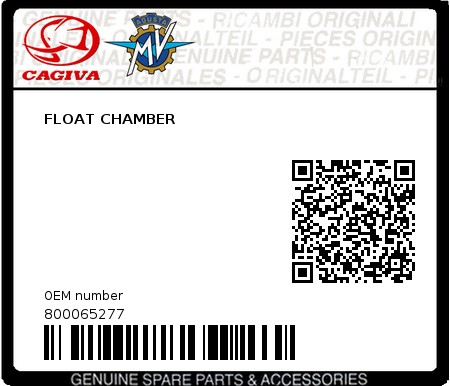 Product image: Cagiva - 800065277 - FLOAT CHAMBER 