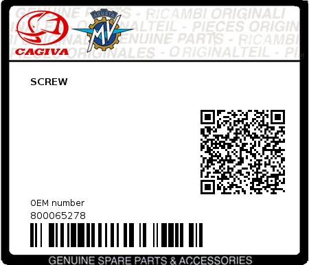 Product image: Cagiva - 800065278 - SCREW  0