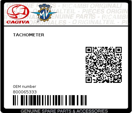 Product image: Cagiva - 800065333 - TACHOMETER 