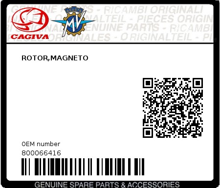 Product image: Cagiva - 800066416 - ROTOR,MAGNETO 