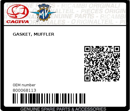 Product image: Cagiva - 800068113 - GASKET, MUFFLER  0