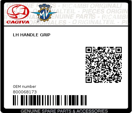 Product image: Cagiva - 800068173 - LH HANDLE GRIP 