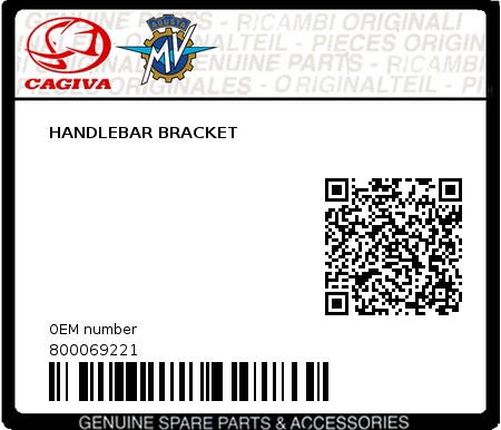 Product image: Cagiva - 800069221 - HANDLEBAR BRACKET  0