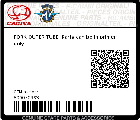 Product image: Cagiva - 800070963 - FORK OUTER TUBE  Parts can be in primer only 