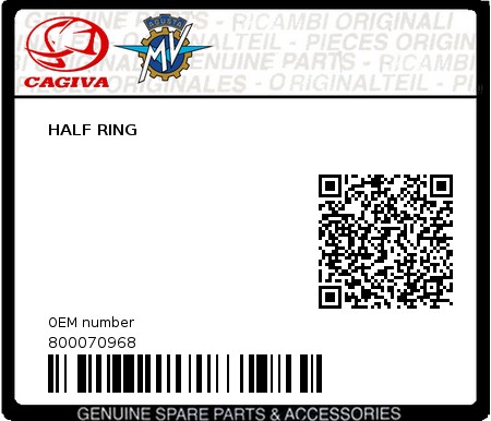 Product image: Cagiva - 800070968 - HALF RING 