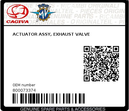 Product image: Cagiva - 800073374 - ACTUATOR ASSY, EXHAUST VALVE 