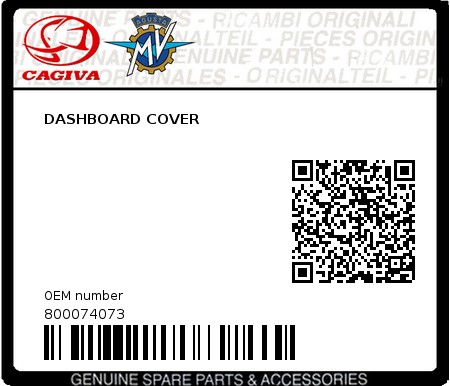 Product image: Cagiva - 800074073 - DASHBOARD COVER  0