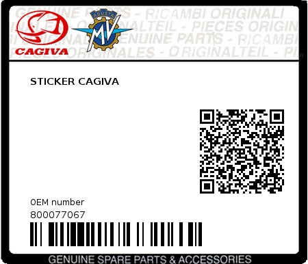 Product image: Cagiva - 800077067 - STICKER CAGIVA  0