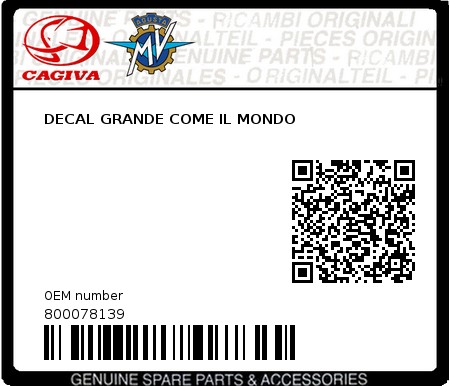 Product image: Cagiva - 800078139 - DECAL GRANDE COME IL MONDO  0
