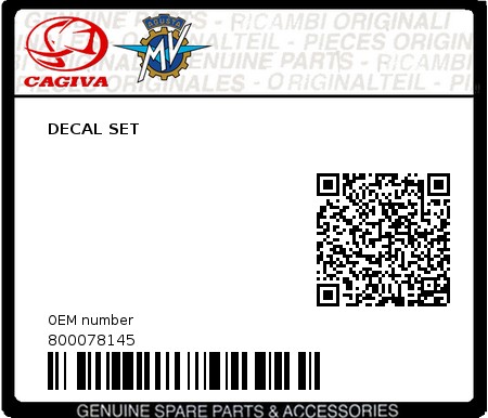 Product image: Cagiva - 800078145 - DECAL SET  0