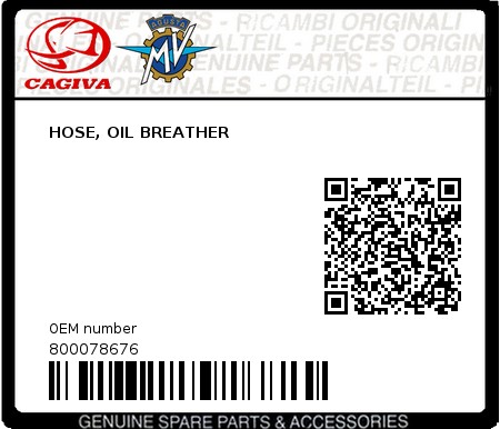 Product image: Cagiva - 800078676 - HOSE, OIL BREATHER  0