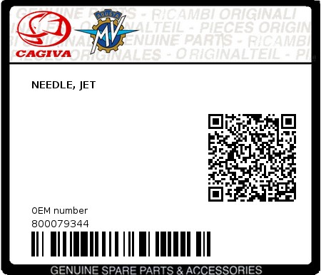 Product image: Cagiva - 800079344 - NEEDLE, JET  0