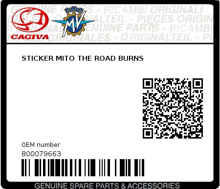 Product image: Cagiva - 800079663 - STICKER MITO THE ROAD BURNS 