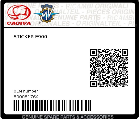 Product image: Cagiva - 800081764 - STICKER E900  0