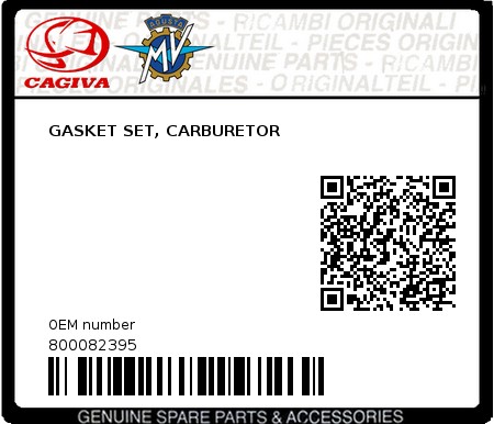 Product image: Cagiva - 800082395 - GASKET SET, CARBURETOR  0