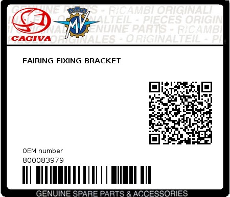 Product image: Cagiva - 800083979 - FAIRING FIXING BRACKET 