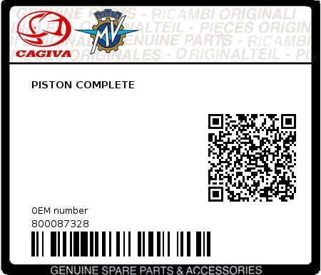 Product image: Cagiva - 800087328 - PISTON COMPLETE 