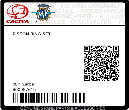Product image: Cagiva - 800087615 - PISTON RING SET  0