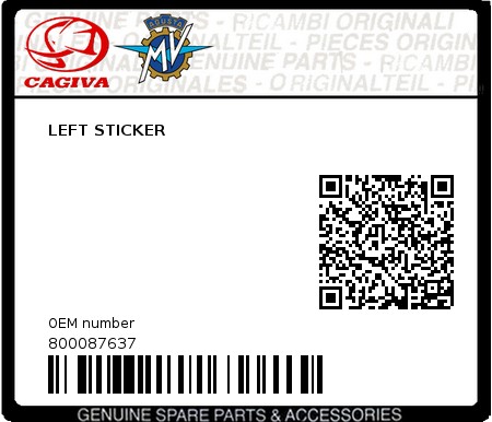 Product image: Cagiva - 800087637 - LEFT STICKER  0