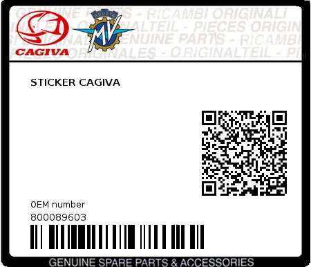 Product image: Cagiva - 800089603 - STICKER CAGIVA  0