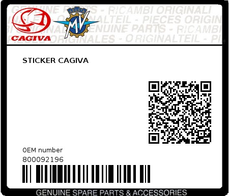 Product image: Cagiva - 800092196 - STICKER CAGIVA  0