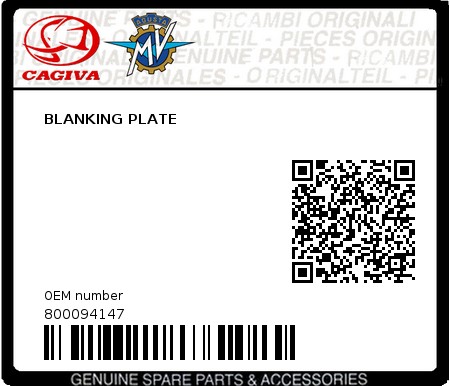 Product image: Cagiva - 800094147 - BLANKING PLATE  0