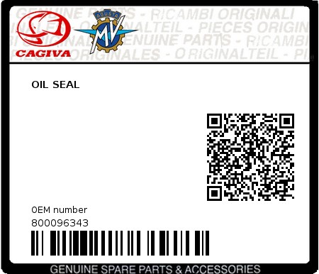 Product image: Cagiva - 800096343 - OIL SEAL  0