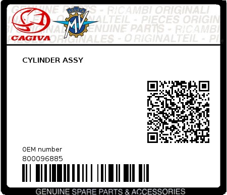Product image: Cagiva - 800096885 - CYLINDER ASSY  0